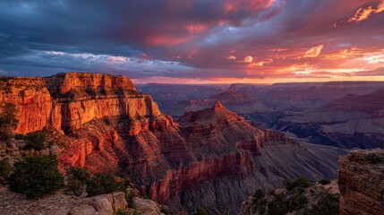 Fototapeta premium A Dramatic Sunset In A Desert Canyon