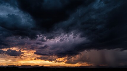 Fototapeta premium A Dramatic Sunset With A Stormy Sky