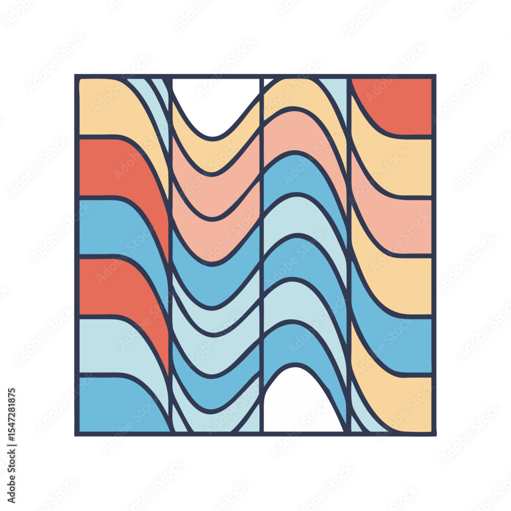 Poster abstract wavy color blocks and shapes forming an interesting creative design