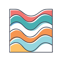 Abstract Colorful Waves Illustration Inside a Square Frame on White Background