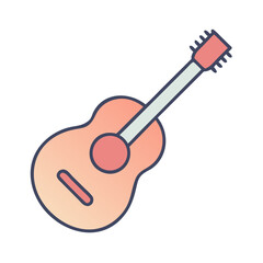 Stylized acoustic guitar illustration with warm color gradients and simple design