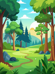 Naklejka premium Forest Path. A Serene Nature Trail Landscape