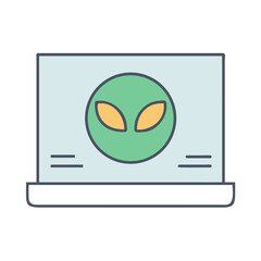 Alien icon on a screen, representing extraterrestrial communication or technology