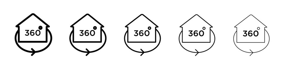 360 degree house icon flat illustration set logo