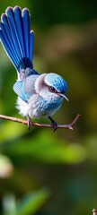 a male Splendid Fairy-Wren perched on a thin branch