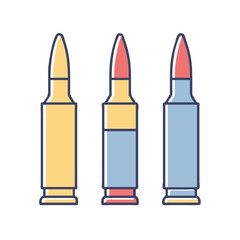 Three different styled bullets in a simple illustration with colored outlines