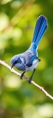 a male Splendid Fairy-Wren perched on a thin branch
