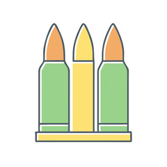 Three stylized bullets with different colors conveying a unique abstract design