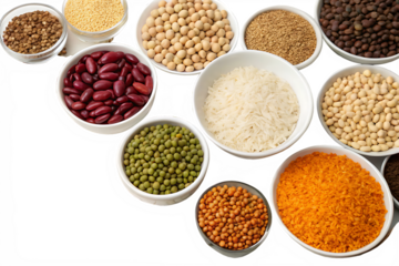  a-colorful-assortment-of-various-legumes-and-grain  isolated on white background png, ai generated
