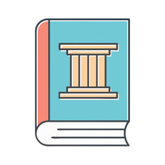 Law book with a classical building design illustration on light blue cover