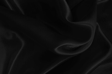 Black grey fabric texture background, detail of silk or linen pattern.