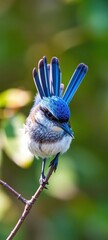 a male Splendid Fairy-Wren perched on a thin branch