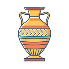 Ancient Greek amphora with geometric patterns and elegant handles illustration
