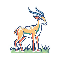 Stylized illustration of a beautiful impala standing in a field of grass