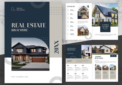 Blue And Beige Real Estate Brochure