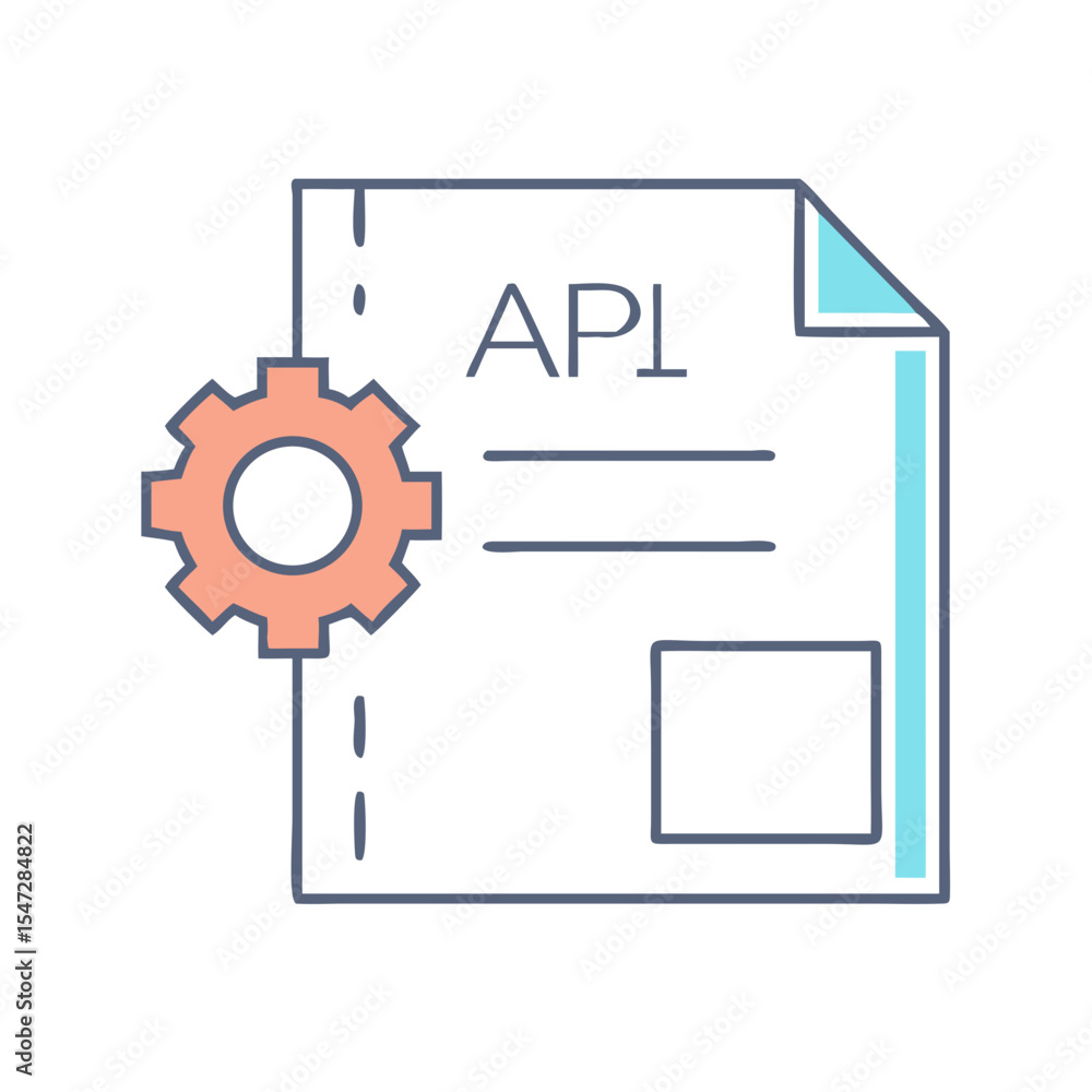 Poster simplified api integration document with settings gear symbol and visual elements