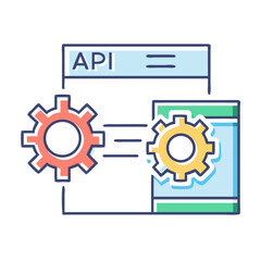 Illustrative representation of Application Programming Interface with gears and visual connections