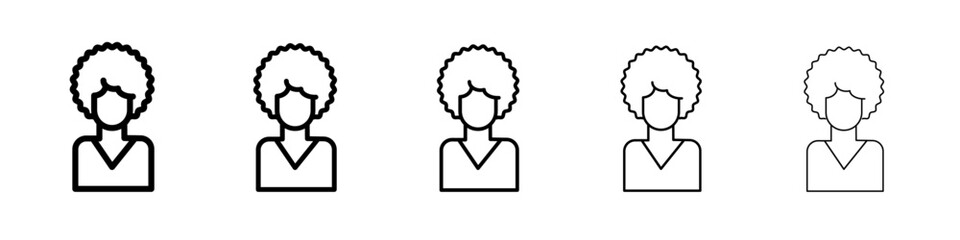 afro-american woman or girl icon flat illustration set logo