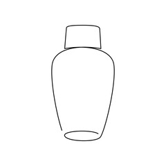 Hand drawn cream container vector. One line continuous drawing. Minimal fashion print, linear silhouette icon. Cosmetics skin care product, balm, lotion, abstract doodle illustration.