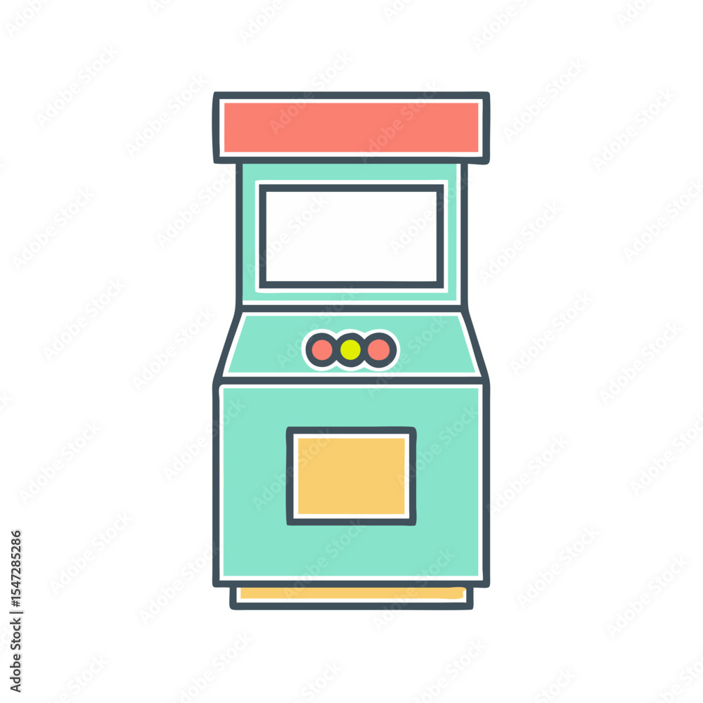 Aufkleber isolated illustration of a retro arcade game machine with bold colors
