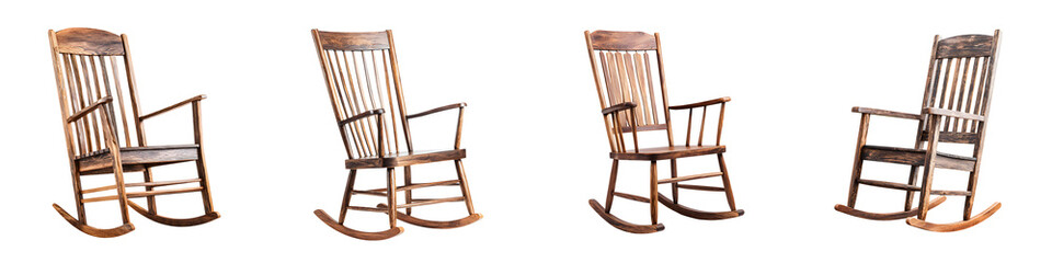 Vintage Wooden Rocking Chairs Collection, Relaxing Retro Furniture