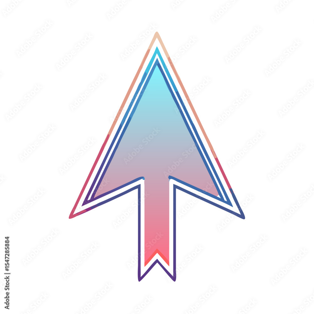 Poster stylish upward pointing arrow icon with double outlines and gradient fill