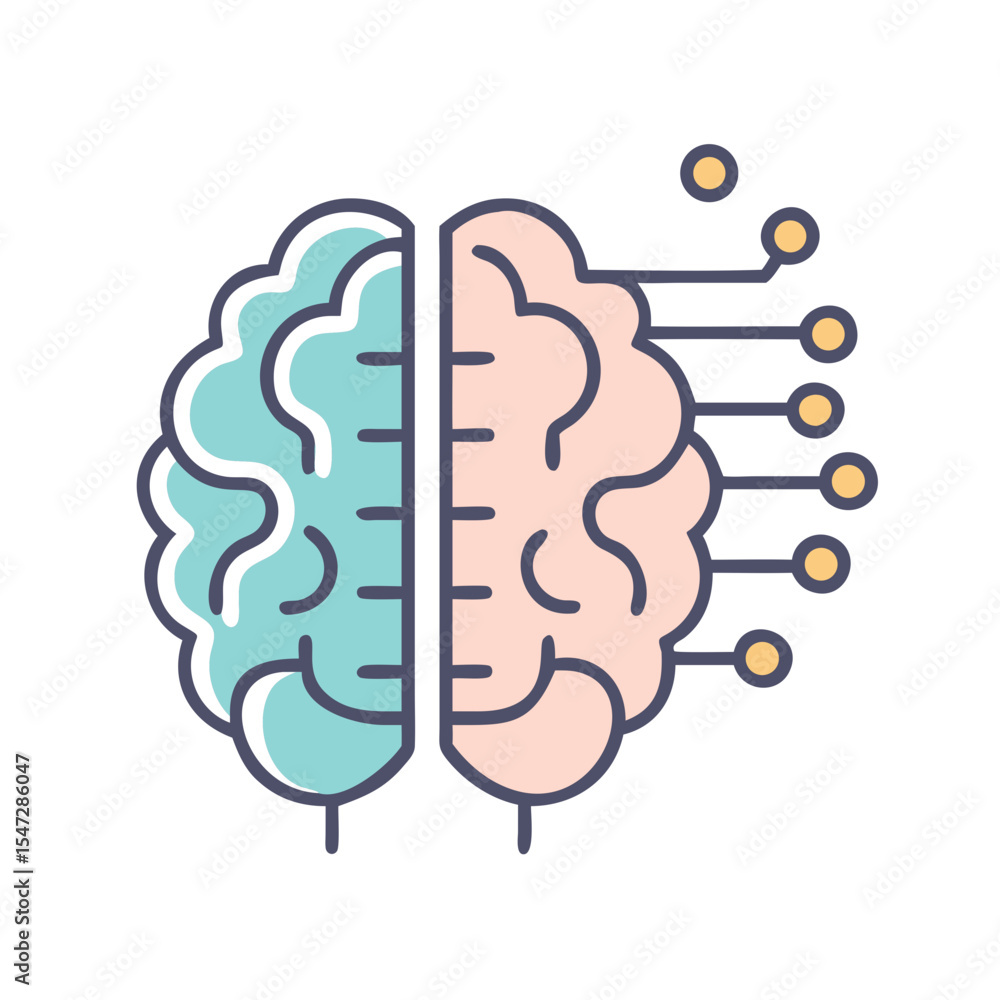 Poster brain with neural connections and artificial intelligence concept, representing cognitive enhancemen