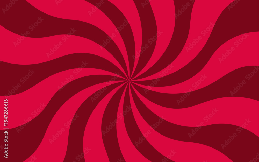 Poster Abstract vibrant spiral background with Red and white curved rays. dynamic, hypnotic swirl pattern and energy. Clean, geometric, and suitable for pop art, retro themes, or energetic graphic.