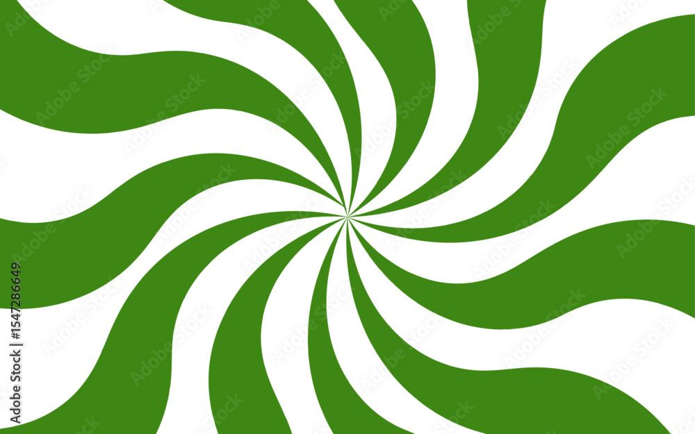 Poster abstract vibrant spiral background with green and white curved rays. dynamic, hypnotic swirl pattern