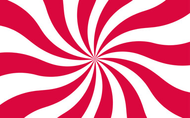Abstract vibrant spiral background with Red and white curved rays. dynamic, hypnotic swirl pattern and energy. Clean, geometric, and suitable for pop art, retro themes, or energetic graphic.