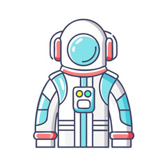 Stylized cartoon astronaut in spacesuit with colorful accents on a white background