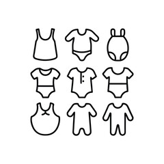 Naklejka premium minimal outline clothing icons vector set