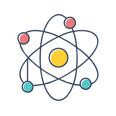Colorful Atomic Structure Depiction Illustrating Scientific Principles and Fundamental Physics Concepts