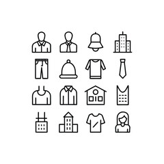 Fototapeta premium minimal outline clothing icons vector set