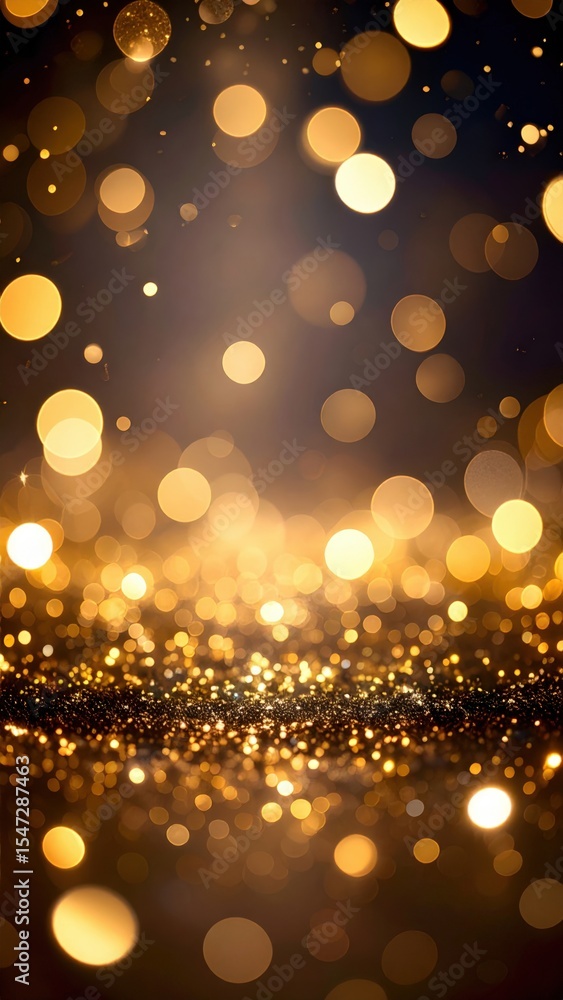 Poster sparkling golden bokeh background studio abstract image festive environment close-up view celebratio