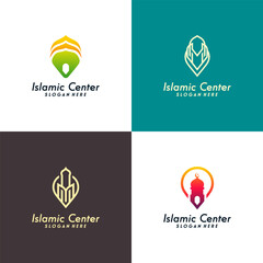 Set of Islamic Center logo designs concept vector, Mosque Point logo designs vector