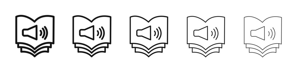 Audio book icon flat illustration set logo