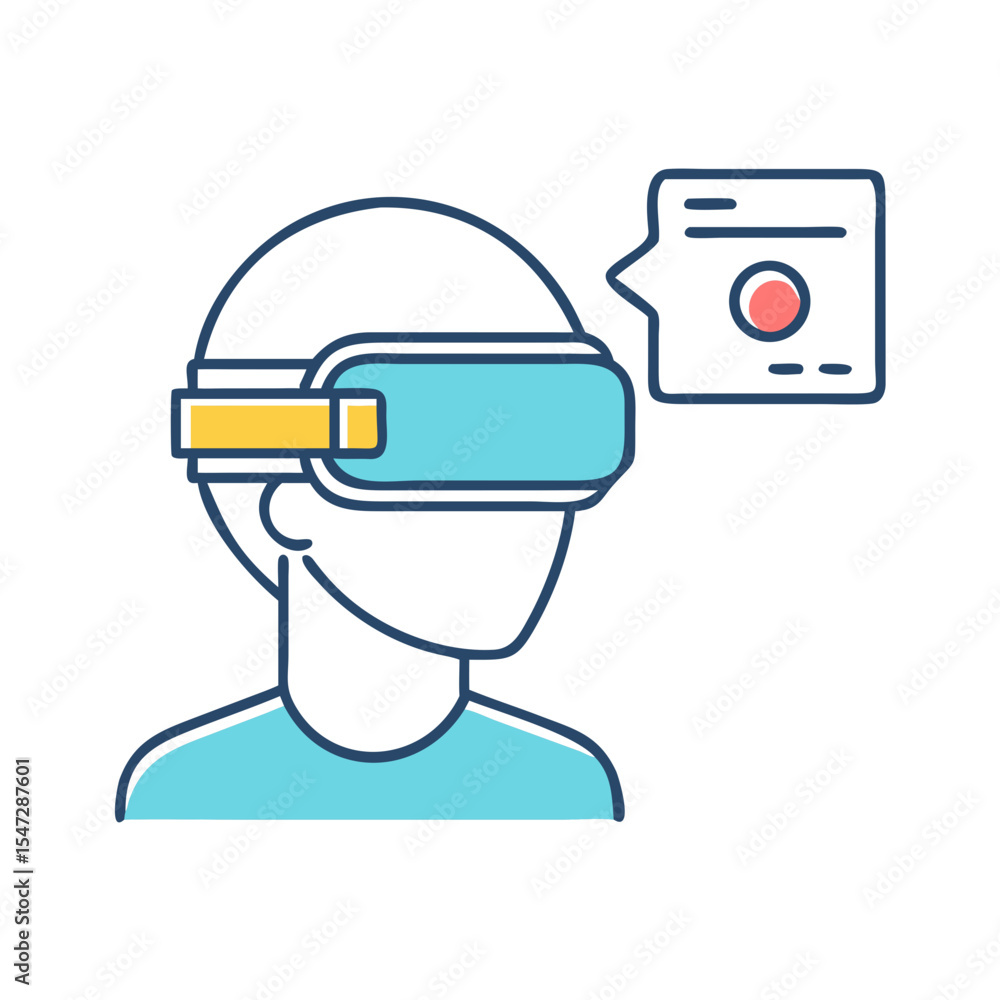 Poster abstract illustration of a person using virtual reality technology to learn