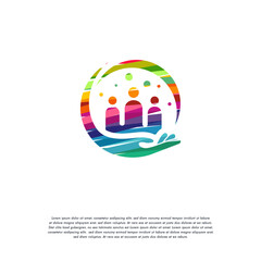 Abstract Colorful People Care logo vector, Community logo designs template