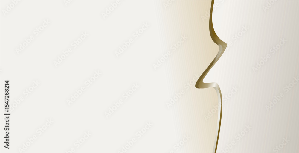 Poster composition of empty space with soft colors and abstract geometric curved lines in golden brown as b