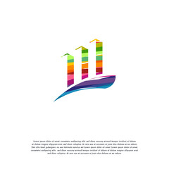 Abstract Colorful Finance logo vector, Stats Graph logo designs template
