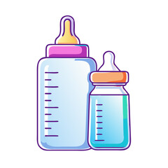 Obraz premium Illustration of Baby Bottles of Different Sizes with Measurement Markings