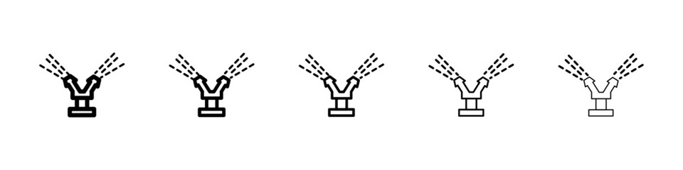 Automatic irrigation sprinklers icon flat illustration set logo