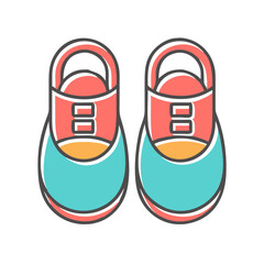 Colorful Illustration of Two Baby Shoes Perfect for Newborn Announcements or Decor