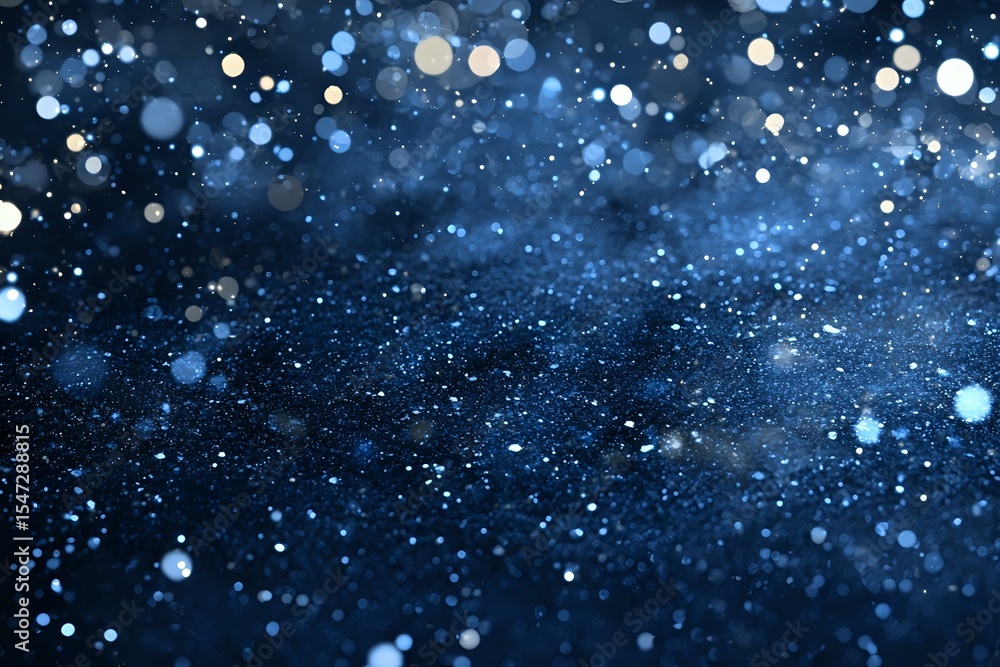 Aufkleber magical blue glitter background with sparkling bokeh lights and defocused particles creating dreamy 