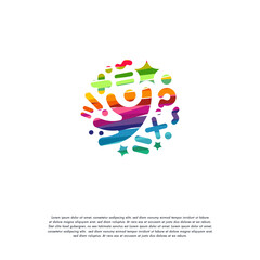 Abstract Colorful Kids Reaching star logo vector, Education logo designs template