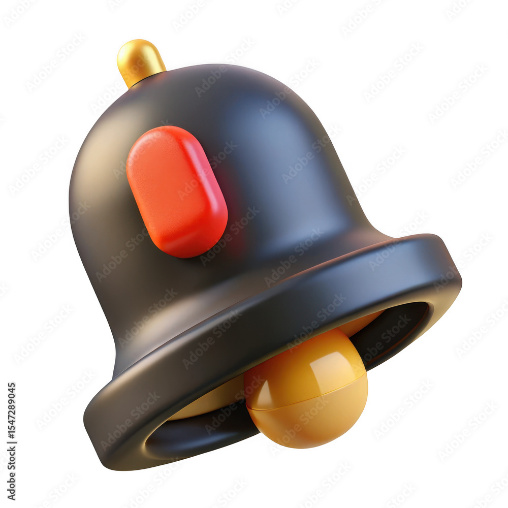 Poster 3d notification bell icon render on transparent background