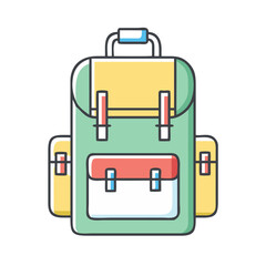 Colorful Cartoon Backpack Illustration Isolated on White Background with Thick Black Outline