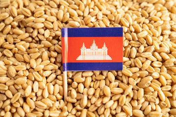 Grains wheat with Cambodia flag, trade export and economy.