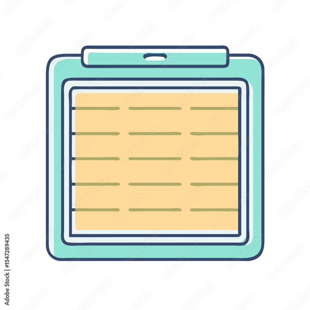 Poster pastel clipboard with rows of data or notes organization and task tracking